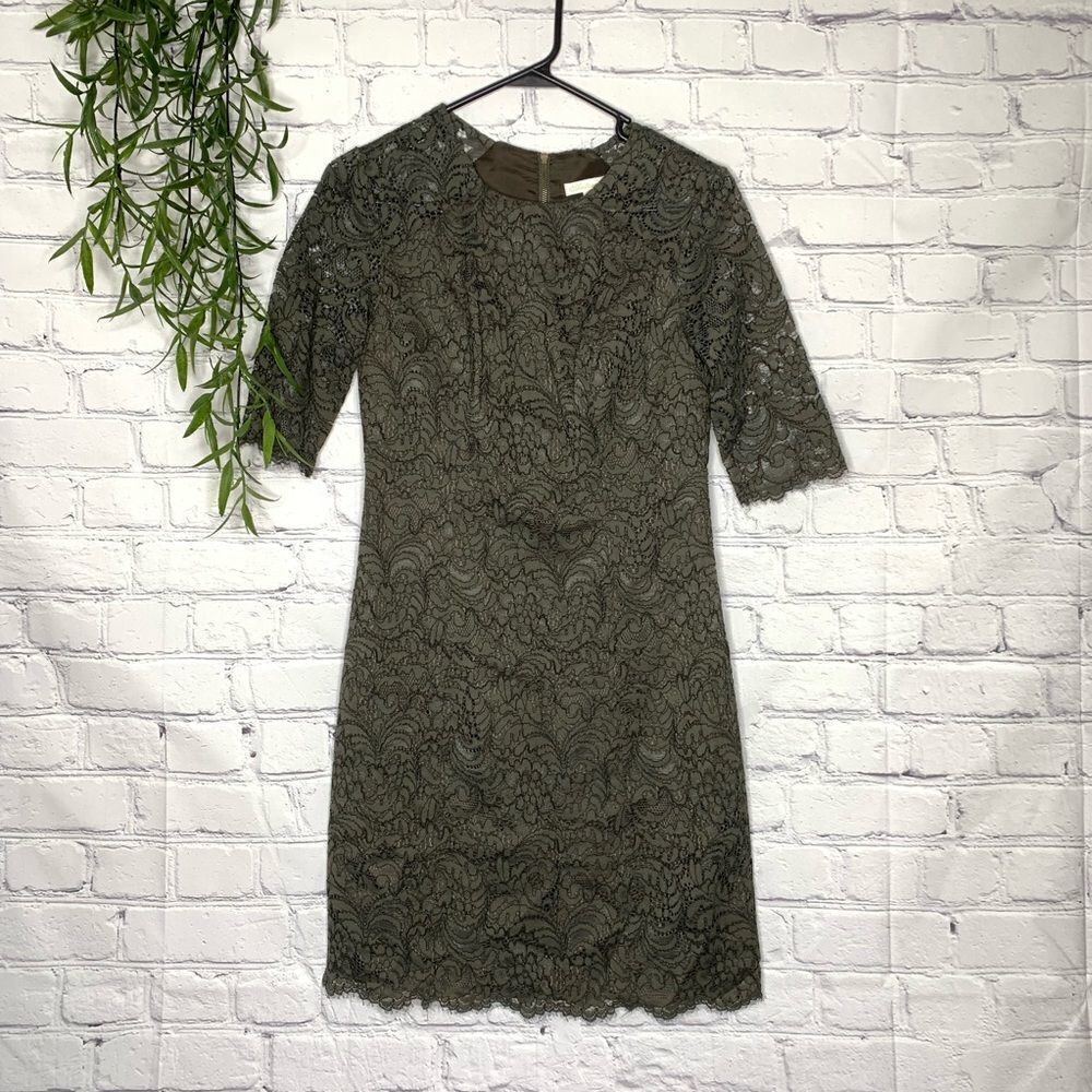 Shoshanna‎ olive green lace dress size 0